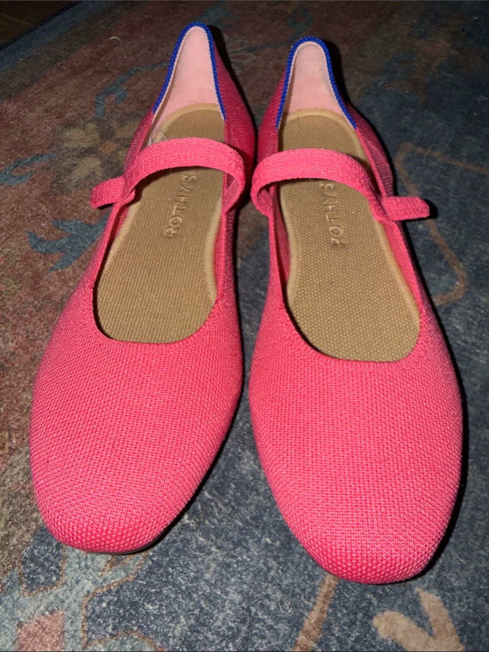 Rothy's Pink Knit Mary Jane Flats with Strap